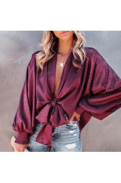 women's casual loose imitation silk shirt HF0502-03-02