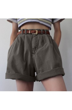 Retro high waisted workwear shorts HF3007-02-02