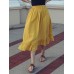 Solid Color A  Line Ruffle Hem Elastic Waist Pleated Casual Skirts For Women