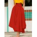 Solid Color High Waist Belted Side Zipper Irregular Hem Casual Skirts