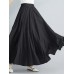 Women Big Swing Solid Color Elastic Waist Loose Casual Long Skirt