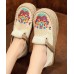 Black Cotton Linen Embroideried Fabric Flat Feet Shoes Splicing Flats